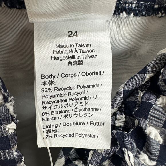 J.Crew Ruffle V Neck One Piece Gingham Swimsuit Padded Navy Retro US 24 NWT - Picture 6 of 13